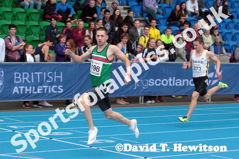 Ryan Oswald winning the 200 metres at the Scottish Championships, Scotstoun  Stadium, Glasgow.